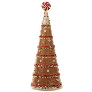 ARVORE DE NATAL EM RESINA BEGE 30,5X11,5CM FLORARTE