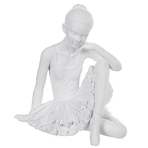 ESCULTURA DECOR POLIRESINA BAILARINA SENTADA BR DECORATIVA