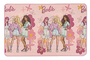 TAPETE RECREIO MATTEL BARBIE DUPLA FACE FLORES 90 cm x 1,40