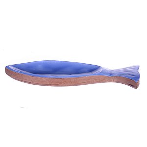 ESCULTURA DECORATIVA MADEIRA NA COR AZUL FLORARTE 30CM