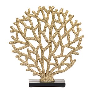 ESCULTURA DECORATIVA ARVORE CORAL DOURADA FLORARTE