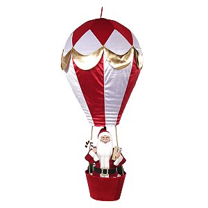 PAPAI NOEL NO BALAO VERMELHO E BRANCO DE PENDURAR 110CM
