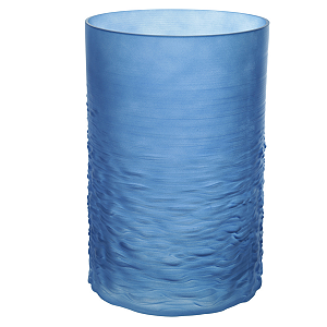 VASO DECORATIVO EM VIDRO RUSTICO COR AZUL 22X20,5CM