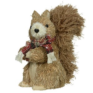 ESQUILO NATALINO DECORATIVO EM PE DE PALHA 18CM