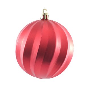 JG 6 BOLA DECORADA NATALINA VERMELHA NO PVC 8CM