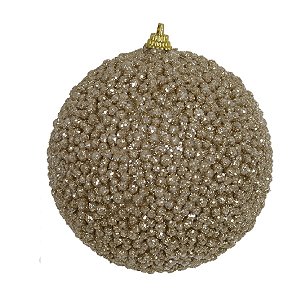 JG 2 BOLA NATALINA NO PVC CHAMPAGNE BRILHANTE 10CM