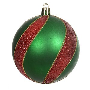 JG 2 BOLA DECORADA NATALINA NO PVC NA COR VERDE 8CM