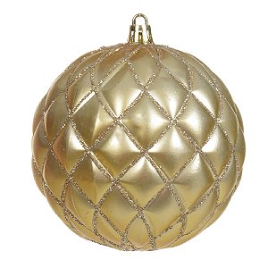 JG 3 BOLA DECORADA NATALINA PVC DOURADA COM GLITTER 10CM