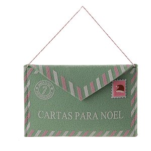 CARTINHA ENVELOPE NATALINO CARTAS PARA NOEL VERDE ROSA 20CM