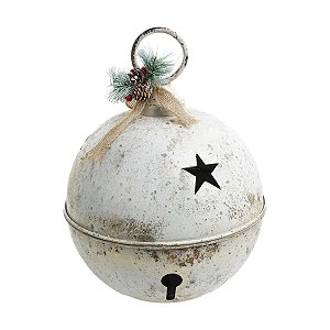 ENFEITE NATALINO GUIZO COM LAÇO E ARRANJO BRANCO 40CM 1 UN