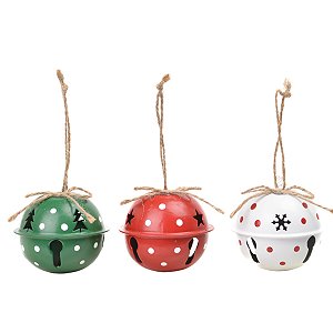 ENFEITE NATALINO DECORATIVO DE PENDURAR GUIZO JG 3 PÇS