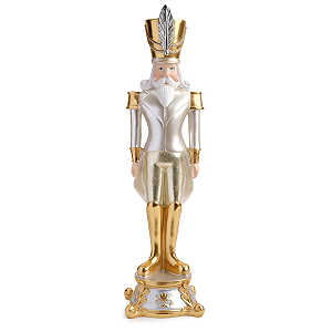 SOLDADINHO DE CHUMBO RESINA BRANCO E DOURADO 41CM