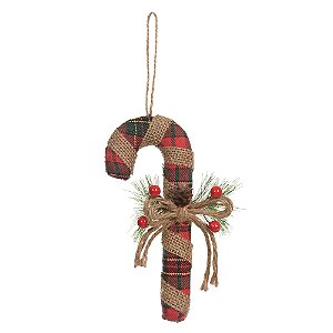 ENFEITE NATAL BENGALA VERMELHO 17X7CM FLORARTE