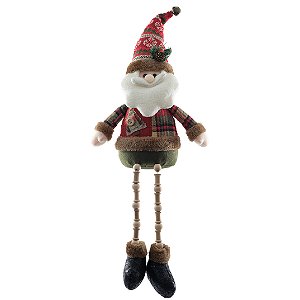 BONECO NATAL PAPAI NOEL SENTADO COM CACHECOL VERMELHO 44CM