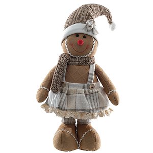 BONECO NATAL GINGERBREAD EM PE BEGE 35CM FLORARTE
