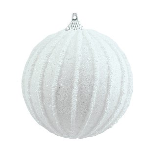 JG 3 BOLA DECORADA NATALINA PVC NA COR BRANCO 10CM