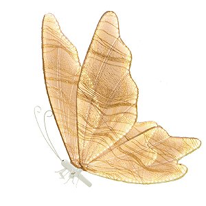BORBOLETA DECOR 220V NA COR DOURADA COM GLITTER 80CM