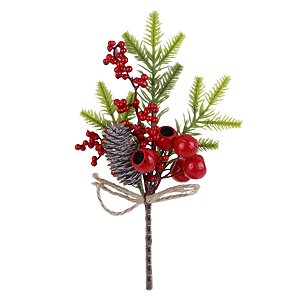 GALHO BERRY DECORATIVO COM PLANTA FRUTAS E PINHA - 29CM