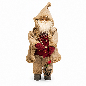 PAPAI NOEL DECORATIVO EM PE COM LANTERNA E PRESENTES - 45CM
