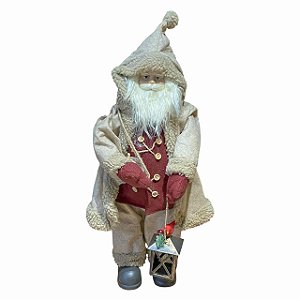 PAPAI NOEL DECORATIVO EM PE COM LANTERNA E PRESENTES - 45CM