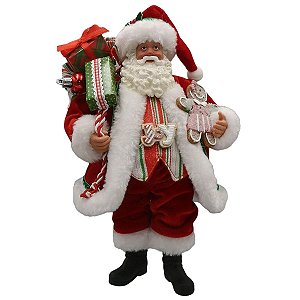 PAPAI NOEL COLECIONAVEL COM PRESENTES E BISCOITO 27CM