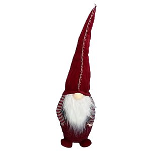 PAPAI NOEL DECORATIVO ESCANDINAVO COM CHAPEU VERMELHO 53CM
