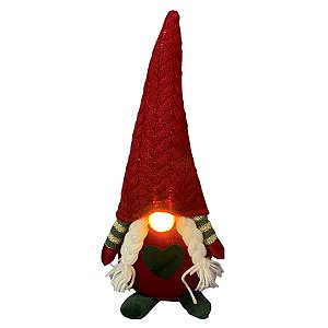 MAMAE NOEL DECORATIVA VERMELHA COM LED - 33CM