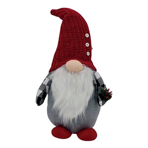 PAPAI NOEL DECORATIVO ESCANDINAVO COM TOCA VERMELHA - 43CM