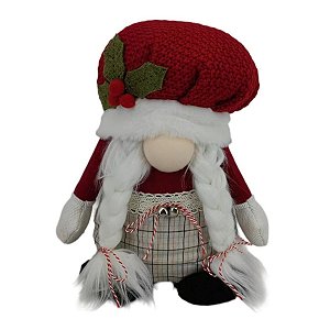 BONECO MAMAE NOEL ESCANDINAVA  DECORATIVA COM TRANÇA - 30CM