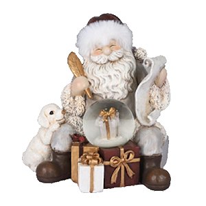 ESCULTURA PAPAI NOEL SENTADO DECORATIVO DE RESINA COM PRESENTES 13CM