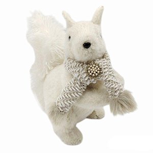 ESQUILO NATALINO DECORATIVO BEGE COM CACHECOL - 30CM