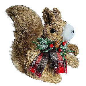 ESQUILO NATALINO DECORATIVO COM CACHECOL - 24CM