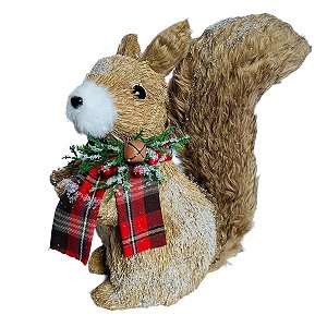 ESQUILO NATALINO DECORATIVO COM CACHECOL - 33CM