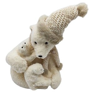 URSO COM FILHOTE NATALINO DECORATIVO CREME - 45CM