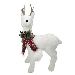 RENA DECORATIVA EM PE COM CACHECOL VRM E CHIFRE DOURADO 45CM