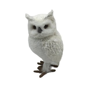 CORUJA NATALINA DECORATIVA BRANCA COM GLITTER - 27CM