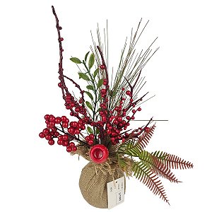 MINI ARVORE COM BERRIES VERMELHAS NATALINA  29CM