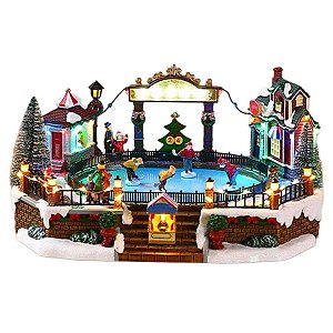 VILA NATALINA MUSICAL COM LED E MOVIMENTOS - 17cm