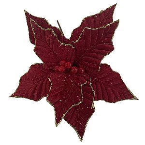 FLOR POINSETIA NATALINA DECORATIVA VERMELHA  68CM