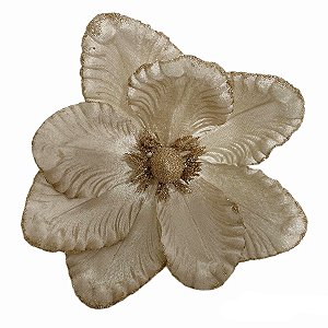 FLOR MAGNOLIA NATALINA DECORATIVA DOURADA - 24CM