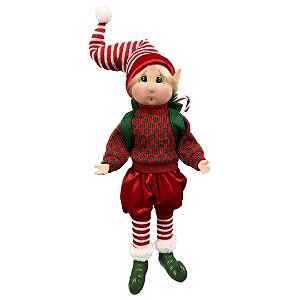 BONECO DUENDE ELFO NATALINO EM PE DECORATIVO VM VD - 66CM