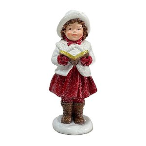 MENINA DECORATIVA EM PE VERMELHA E BRANCA - 18CM