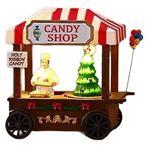 VILA NATALINA DOCES COM LED E MOVIMENTO - 13CM MEDIDAS