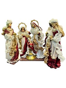 PRESEPIO NATALINO LUXO 6PCS EM TECIDO E RESINA 57CM
