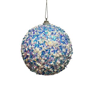 TRIO DE BOLAS NATALINAS AZUL BRANCO E ROSA 10cm