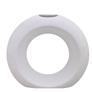 VASO GEOMETRICO DECORATIVO EM CERAMICA NA COR OFF WHITE 26CM