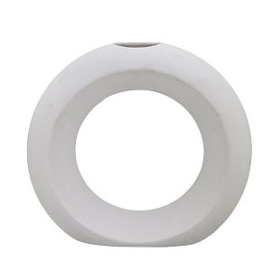 VASO GEOMETRICO DECORATIVO EM CERAMICA NA COR OFF WHITE 31CM