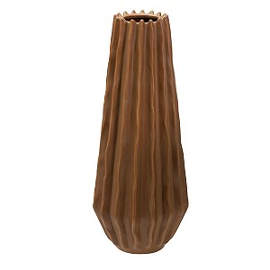 VASO GEOMETRICO DECORATIVO EM PORCELANA NA COR MARROM 33CM