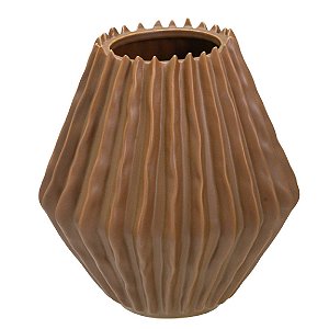 VASO GEOMETRICO DECORATIVO EM PORCELANA NA COR MARROM 20CM