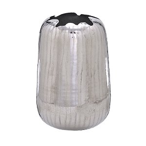 VASO DECORATIVO EM ALUMINIO NA COR PRATA 24CM